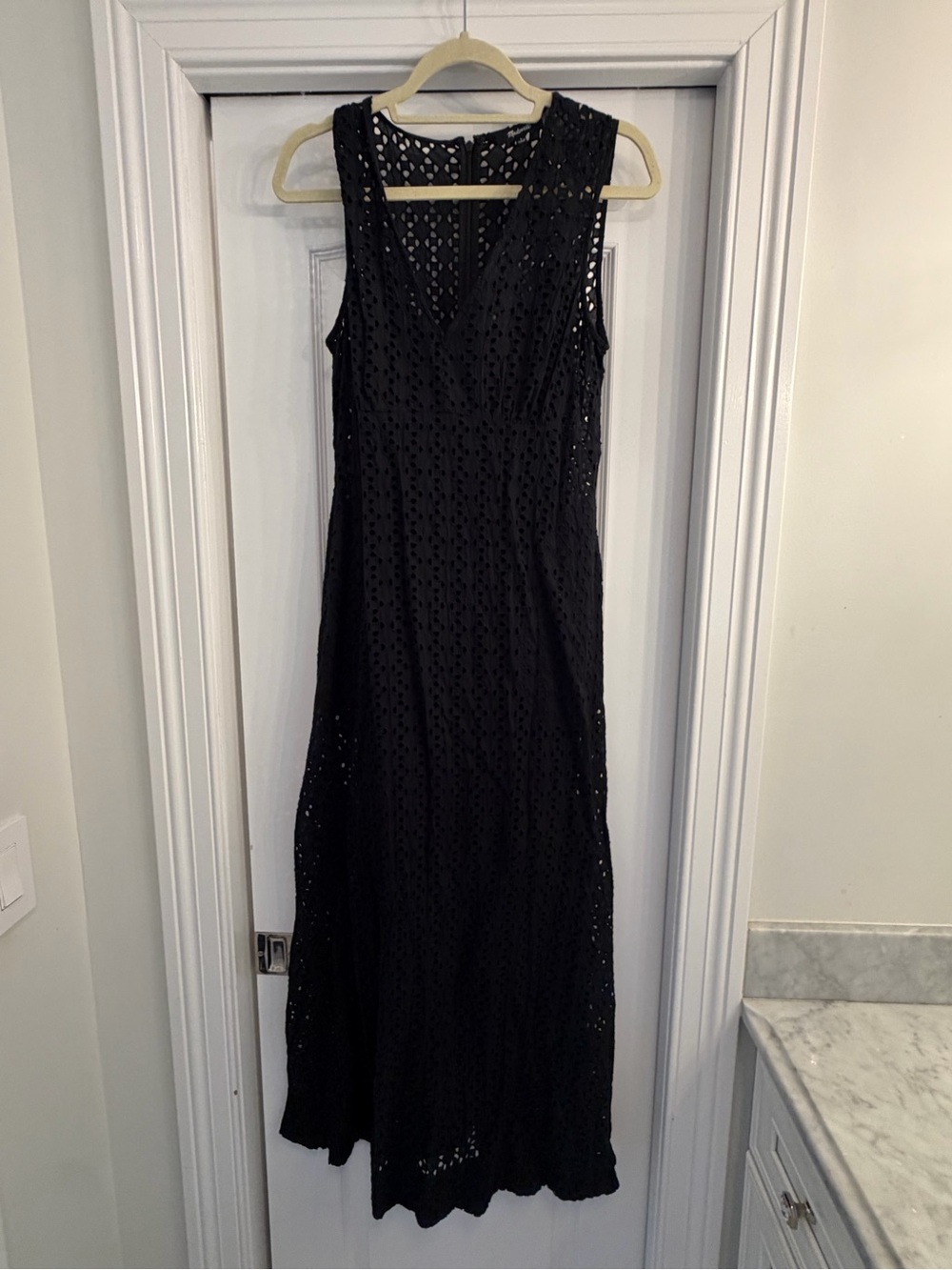 Madewell Black Sleeveless Eyelet Maxi Dress